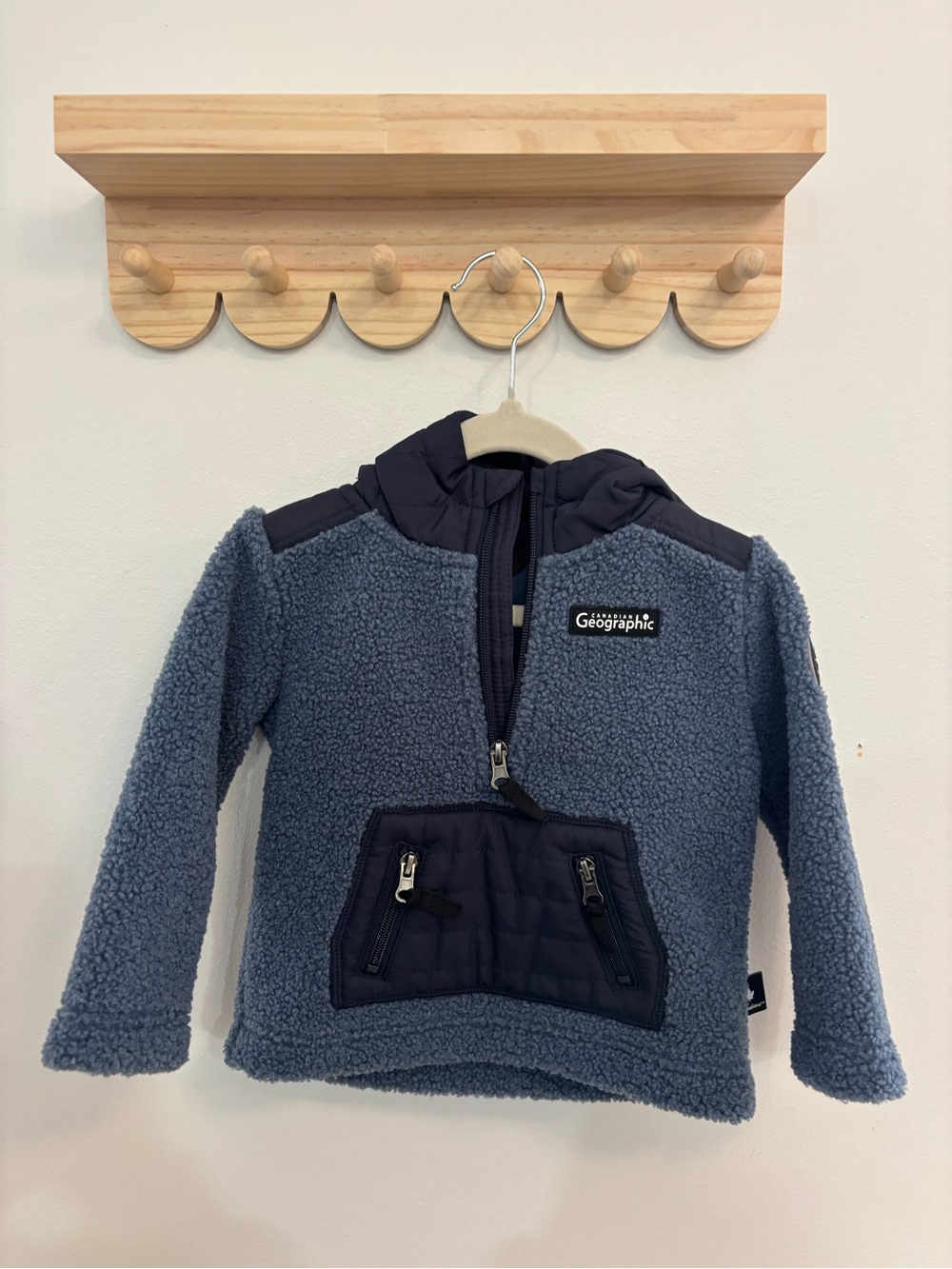 Geographic Kids' Blue Sherpa Quarter-Zip Hoodie